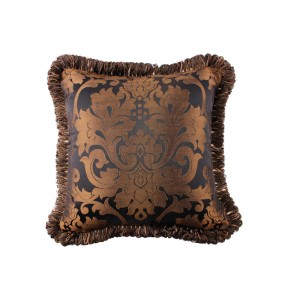 Classic handmade silk and cotton throw pillow / cushion, floral art deco design