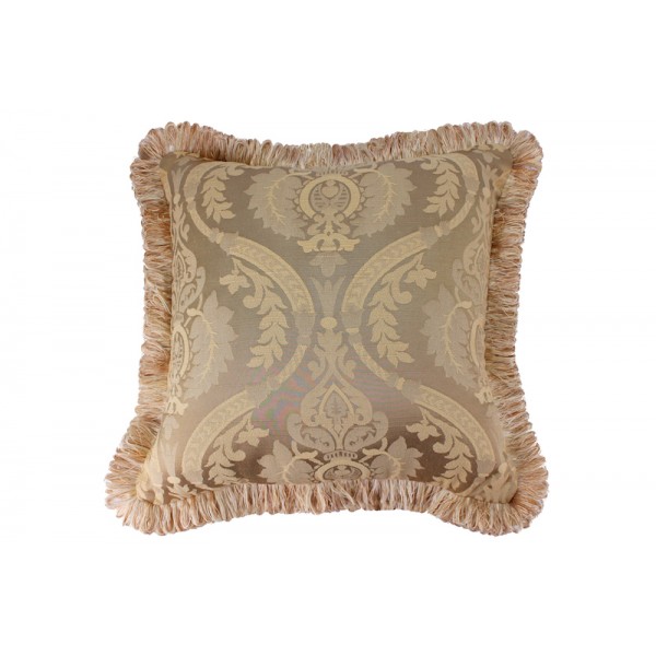 Classic luxury throw pillow, combination of silk and cotton cushion with floral art deco design