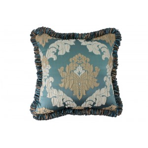 Classic luxurious silk and cotton throw pillow, floral art deco design cushion