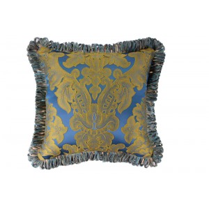 Classic luxurious silk and cotton throw pillow, floral art deco design cushion